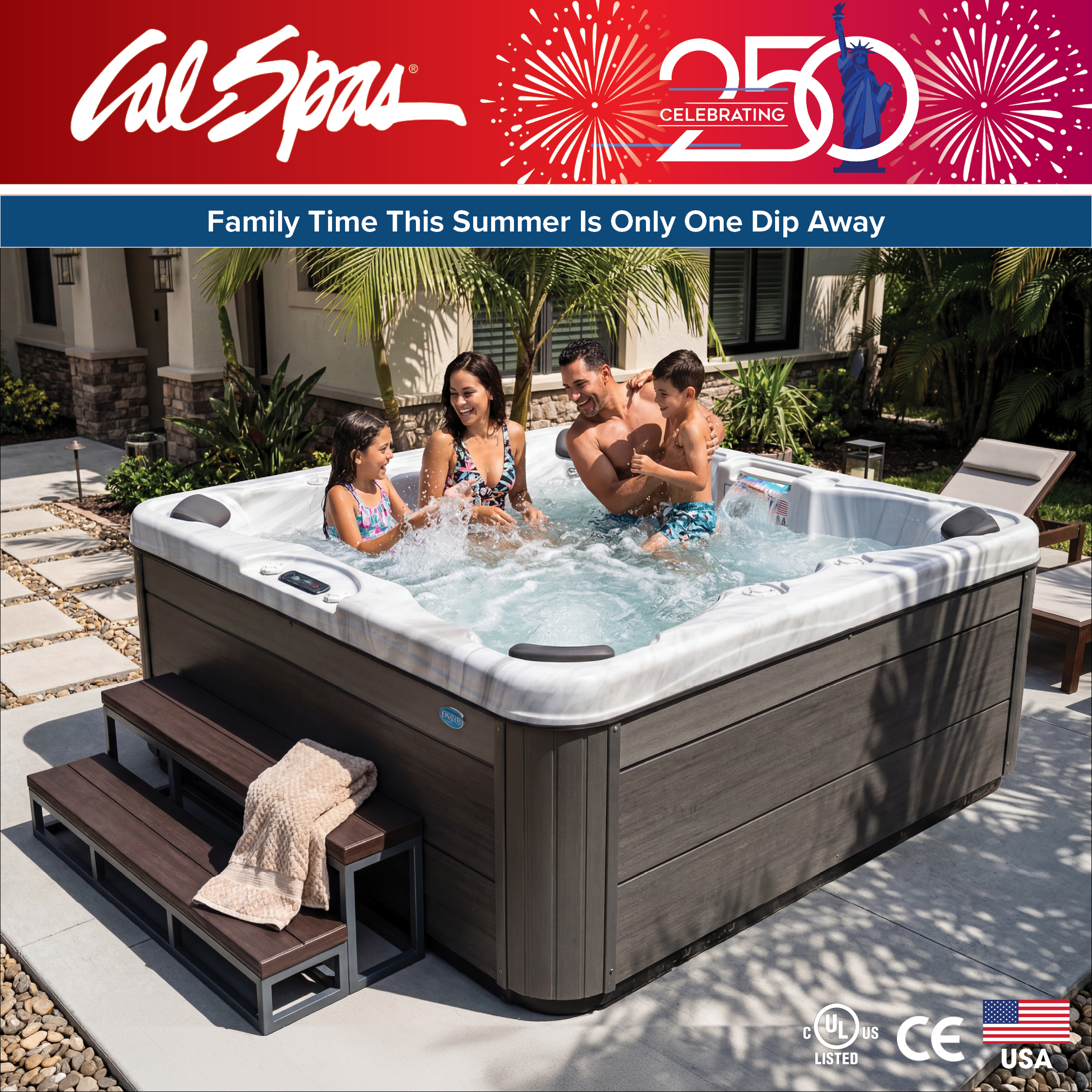 Calspas hot tub being used in a family setting - Beaverton